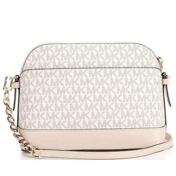 Michael Kors Greenwich Jet Set Charm Dome Crossbody Bag Vanilla White Soft Pink - Picture 2 of 8